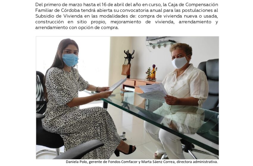  Comfacor abre convocatoria de Subsidios de Vivienda para sus afiliados