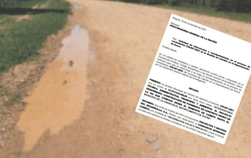  POR PRESUNTA CORRUPCIÓN SOLICITAN A LA PROCURADURÍA INTERVENIR PROCESO DE CONTRATACIÓN EN CAIMITO SUCRE