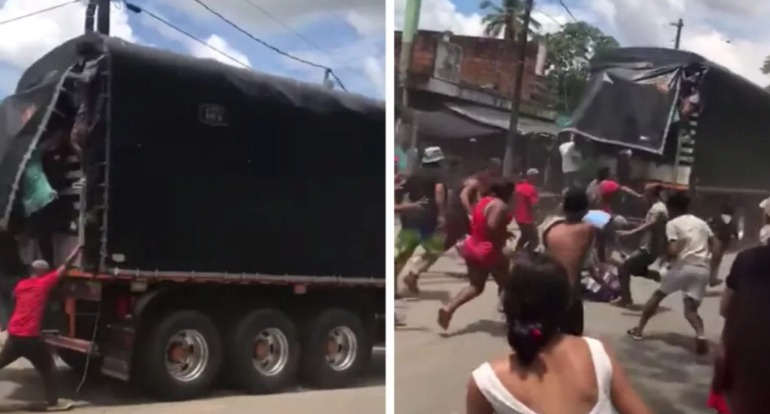  Comunidad asaltó camiones de carga en Antioquia durante protesta de mineros
