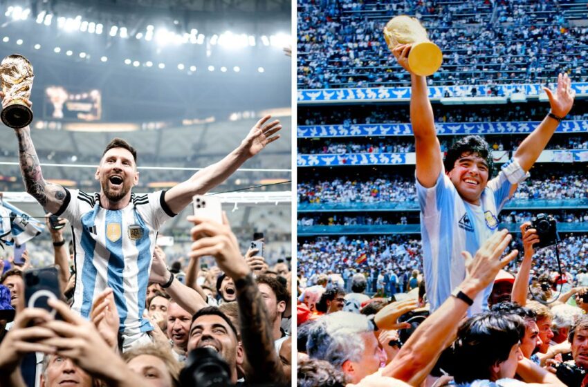  Leo Messi emuló en Qatar 2022 la icónica imagen en hombros de Diego Maradona en el Mundial 86