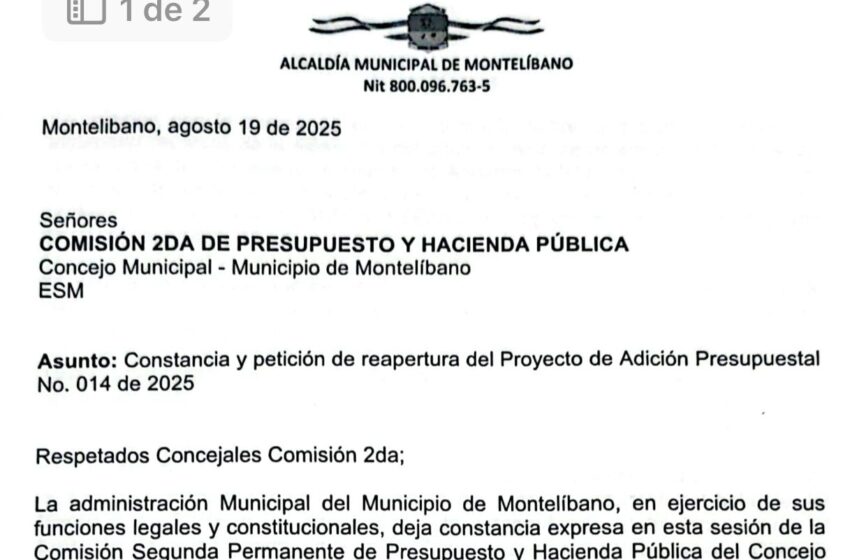  ALCALDE ENCARGADO Y SECRETARIO DE HACIENDA DE MONTELIBANO, INTIMIDAN A CONCEJALES DEL MUNICIPIO.