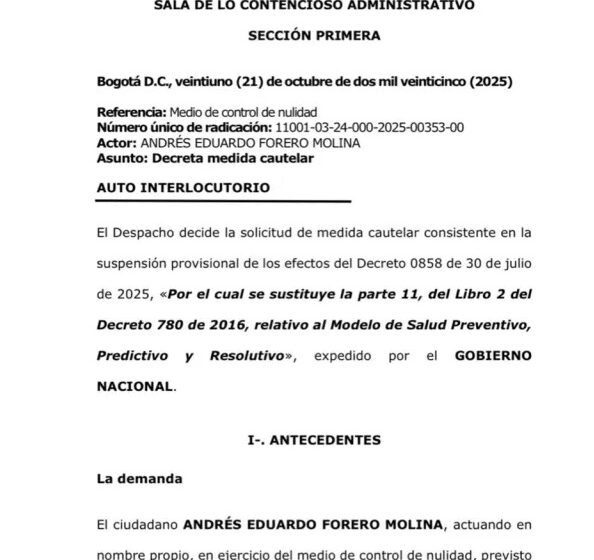  CONSEJO DE ESTADO TUMBA DECRETO QUE PONE EN MARCHA LA REFORMA A LA SALUD